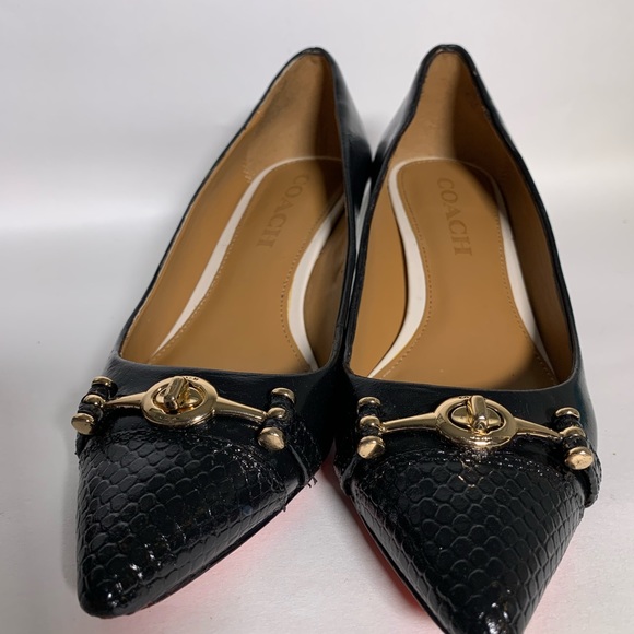 Coach Black Lauri Pointed Toe Red Bottom Heels 5.5 - Picture 5 of 10